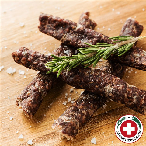 Hirsch-Drywors (Bierbeisser) JAGDFLEISCH.CH (140g) | Wildwurst.ch