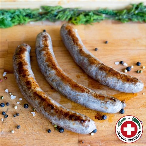 Wildschwein-Bratwurst JAGDFLEISCH.CH (440g. 3 Stk.) | Wildwurst.ch